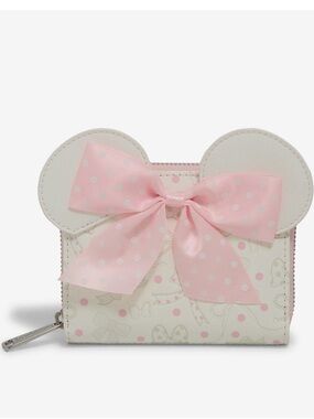 Loungefly Disney Minnie Mouse Ribbon Bows Zip Wallet NWT